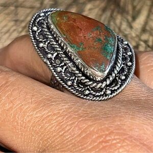 Cyan Chrysocolla “Tranquility Stone” Ring Size 6 1/2